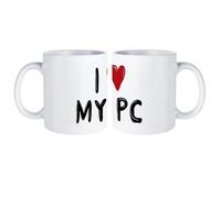 I Love My PC White Coffee Mugs Gloss Ceramic Cappuccino Cups with Handle