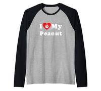 I Love My Peanut Dog Owner Pet Dog Lover Raglan Baseball Tee