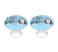 I Love My Penguins Kitchen Cupboard Handles Cute Cabinet Drawer Knobs 2 Pack