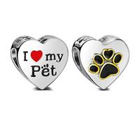 I Love My Pet Cute Paws Charm Authentic 925 Sterling Silver Beads Fits All European Charm Bracelets & Necklaces