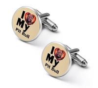 I LOVE My Pit Bull Shirt Cufflinks Round Cuff Links for Business Wedding Party Father's Day Gift 2.0cm