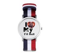 I Love My Pit Bull Sport Watch for Men Women Nylon Strap Wrist Watch Analog Quartz Watch