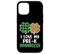 I Love My Pre-K Shamrocks Leopard Plaid St Patricks Day Case for iPhone 12/12 Pro