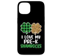 I Love My Pre-K Shamrocks Leopard Plaid St Patricks Day Case for iPhone 13