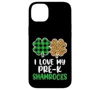 I Love My Pre-K Shamrocks Leopard Plaid St Patricks Day Case for iPhone 14 Plus