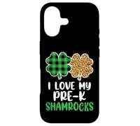 I Love My Pre-K Shamrocks Leopard Plaid St Patricks Day Case for iPhone 17