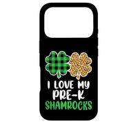 I Love My Pre-K Shamrocks Leopard Plaid St Patricks Day Case for iPhone 17 Pro