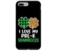 I Love My Pre-K Shamrocks Leopard Plaid St Patricks Day Case for iPhone 7 Plus/8 Plus