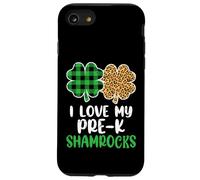 I Love My Pre-K Shamrocks Leopard Plaid St Patricks Day Case for iPhone SE (2020) / 7/8