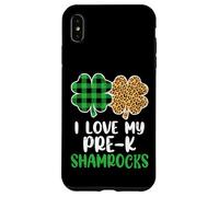 I Love My Pre-K Shamrocks Leopard Plaid St Patricks Day Case for iPhone XS Max