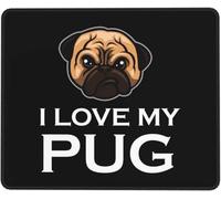 I Love My Pug Mouse Mat Small Mouse Pad With Stitched Edges Desk Mat For Laptop Pc Studying 25X30Cm