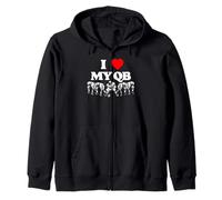 I Love My Quarterback QB Funny Offensive Line Football OL Zip Hoodie