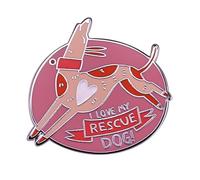 I love My Rescue Dog! Pink Cute Enamel Lapel Pin badge brooch for backpack and coat
