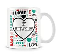 I Love My Rottweiler Mug (Personalised Mug - Add Photo) Customised Love-Heart Mosaic Design Gift