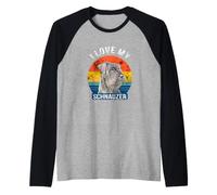 I Love My Schnauzer Giant Schnauzer Retro Grunge Raglan Baseball Tee