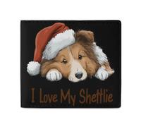I Love My Sheltie Shetland Sheepdog Bifold Wallet Slim Front Pocket Wallet | for Men Women,Leather,Credit Card Holder,Money Clip,Minimalist,Coin Purse,for Office Work Travel