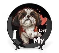 I Love My Shih-Tzu Bone China Decorative Plate Ceramic Dinner Plates Decorative Plate Art Crafts Gifts