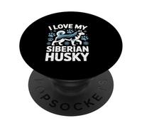 I Love My Siberian Husky Paw Print Snowflakes PopSockets Adhesive PopGrip