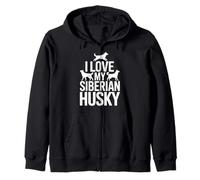 I Love My Siberian Husky Pet Lover Zip Hoodie