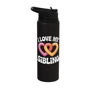 I Love My Sibling Heart Design Bond Stainless Steel Insulated Water Bottle