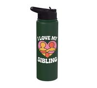 I Love My Sibling Heart Embrace Unity Stainless Steel Insulated Water Bottle