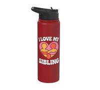 I Love My Sibling Heart Embrace Unity Stainless Steel Insulated Water Bottle