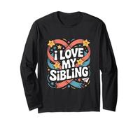 I Love My Sibling Stars Hearts Ribbon Long Sleeve T-Shirt