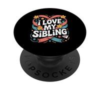 I Love My Sibling Stars Hearts Ribbon PopSockets Adhesive PopGrip