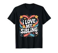 I Love My Sibling Stars Hearts Ribbon T-Shirt