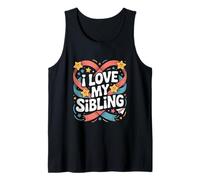 I Love My Sibling Stars Hearts Ribbon Tank Top
