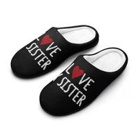 I Love My Sister1 Men's Cotton Slippers Memory Foam Warm House Shoes for Indoor Outdoor