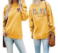 I Love My Student Front Print Women Sweatshirt Dear Student Behind Me Back Printed Teachers Sweatshirts Tops (Yellow,XXL)