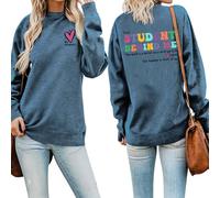 I Love My Student Front Print Women Sweatshirt Dear Student Behind Me Back Printed Teachers Sweatshirts Tops (Blue,M)
