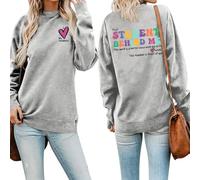 I Love My Student Front Print Women Sweatshirt Dear Student Behind Me Back Printed Teachers Sweatshirts Tops (Grey,M)
