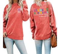 I Love My Student Front Print Women Sweatshirt Dear Student Behind Me Back Printed Teachers Sweatshirts Tops (Red 2,M)