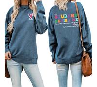 I Love My Student Front Print Women Sweatshirt Dear Student Behind Me Back Printed Teachers Sweatshirts Tops (Blue 2,L)