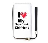 I Love My Super Hot Girlfriend Slim Wallet for Women Long Purse Cute Clutch Wristlet Handbag Card Holders