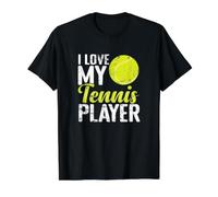 I Love My Tennis Player Supporter Design Value Graphic T-Shirt, Men, Black, S