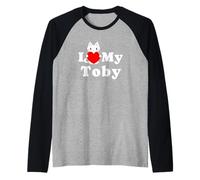 I Love My Toby Cat Owner Pet Kitten Lover Raglan Baseball Tee