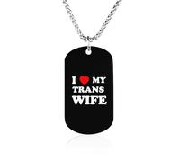 I Love My Trans Wife Custom Memorial Necklace Personalized Rectangle Necklaces Pendant Jewelry Gifts for Men Women