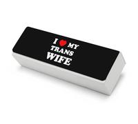 I Love My Trans Wife Funny Glasses Case Hard Shell Eyeglasses Case Protector with Cleaning Cloth for Women Men