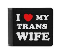 I Love My Trans Wife Funny Wallet for Men RFID Blocking Bifold Wallet Soft Billfold with Card Slots Custom Gifts