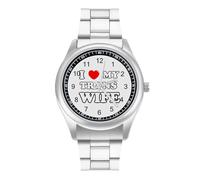 I Love My Trans Wife Personalized Quartz Watch Stainless Steel Wrist Watches with Arabic Numerals for Men Women