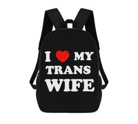 I Love My Trans Wife Printed 17 Inch Daypack Unisex Shoulder Backpacks Travel Laptop Backpack for Women Men