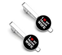 I Love My Trans Wife Tie Clips for Men Classic Necktie Tie Bar 2 Pack Clasp Clips Gifts for Anniversary Business