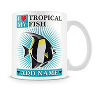 I Love My Tropical Fish Personalised Mug with Name - Tropical Fish Mug - Blue