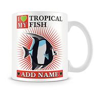 I Love My Tropical Fish Personalised Mug with Name - Tropical Fish Mug - Red