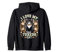 I Love My Tuxedo Cat Black And White Cat Lover Zip Hoodie