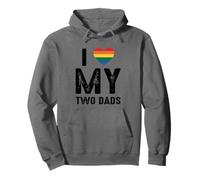 I Love My Two Dads Rainbow Heart Pride Pullover Hoodie