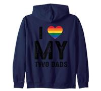 I Love My Two Dads Rainbow Heart Pride Zip Hoodie